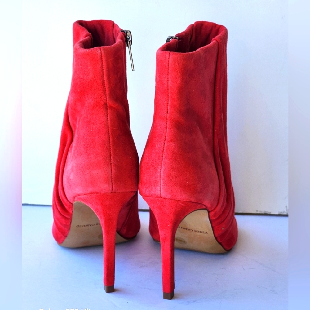 Vince Camuto Women's Open Toe Red Suede High Heel Bootie Size 5.5 - Picture 8 of 9